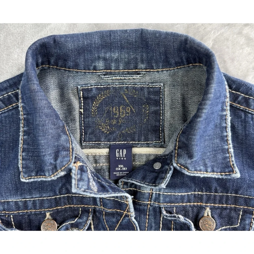 GAP Kids Denim Jean Jacket XXL 14-16 Blue Trucker Button Front